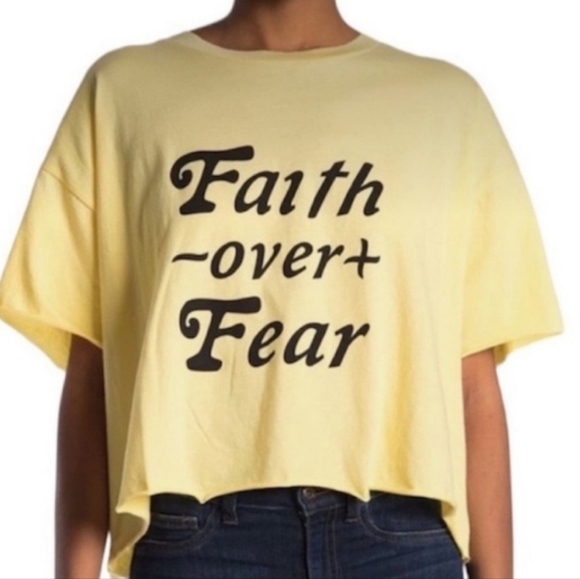 NWOT Nordstrom Abound "Faith over Fear" Boxy Graphic Tee Size Med - Picture 1 of 5